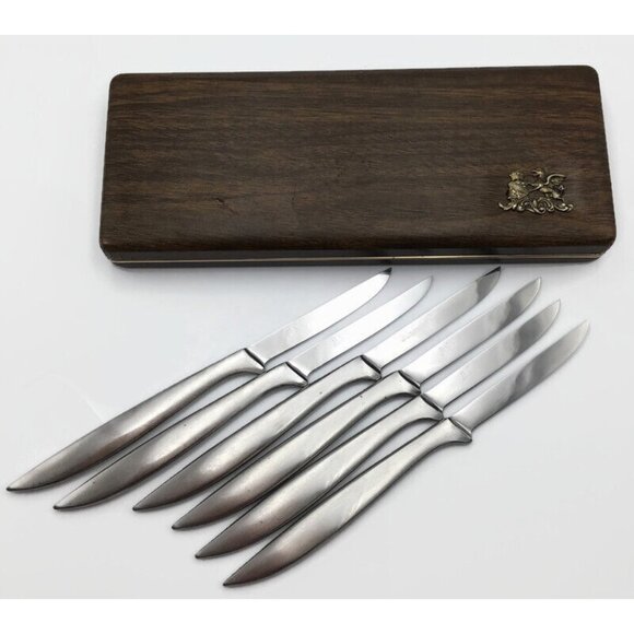 Supreme Cutlery Corp Knives Set of 5 Vintage Stainless Steel + Case S.C.C. Italy - Picture 1 of 10